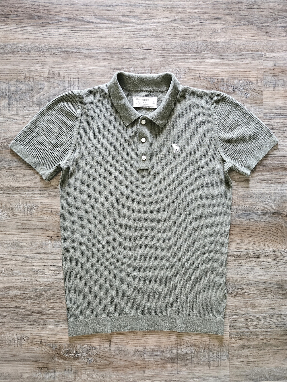 Abercrombie &‎ Fitch Olive Green Knit Polo with Embroidered Logo